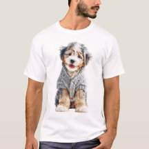 Chiot adorable dans un pull en tricot gris douille