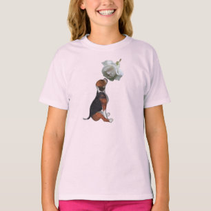 T-shirt Chiot Beagle Rose Blanche Animal Mignon