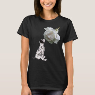 T-shirt Chiot dalmate Et Animal Rose Blanc