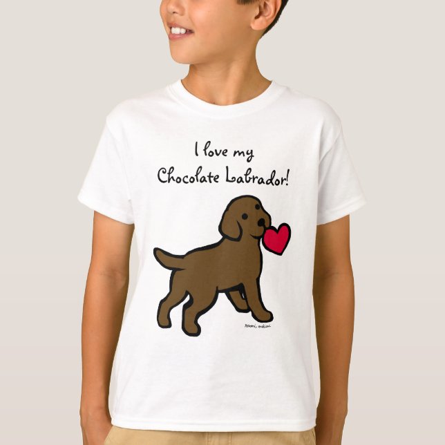 T-shirt Chiot de laboratoire de chocolat et coeur rouge (Devant)