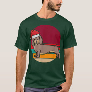 T-shirt Chiot de Noël Mignonne Dachshund Saucisse Portant