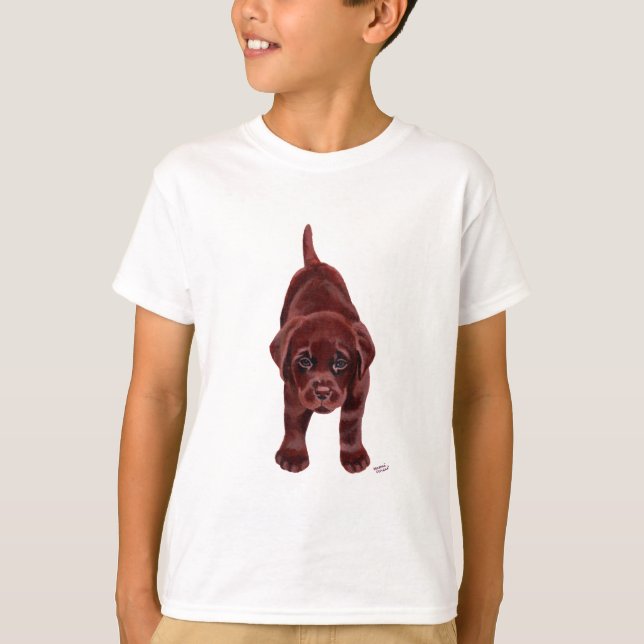 T-shirt Chiot du Labrador au chocolat (Devant)