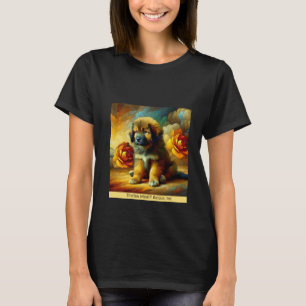 T-shirt Chiot en or avec fleurs