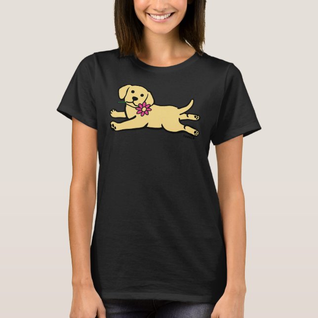 T-shirt Chiot Et Marguerite Jaune Du Labrador (Devant)