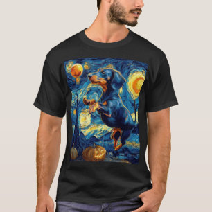 T-shirt Chiot Halloween Nuit Étoilée Dachshund