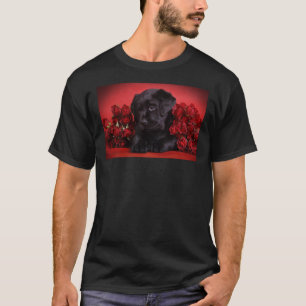 T-shirt Chiot Labrador Avec Roses Rouges
