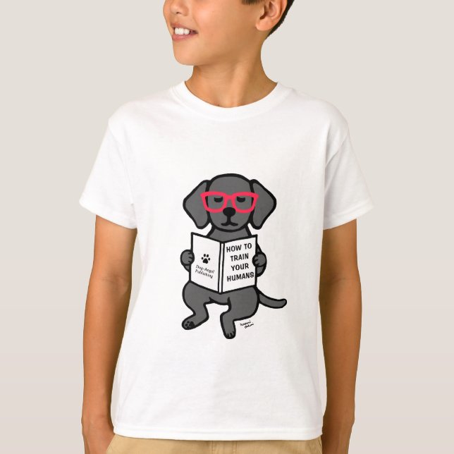 T-shirt Chiot noir de Labrador de hippie (Devant)