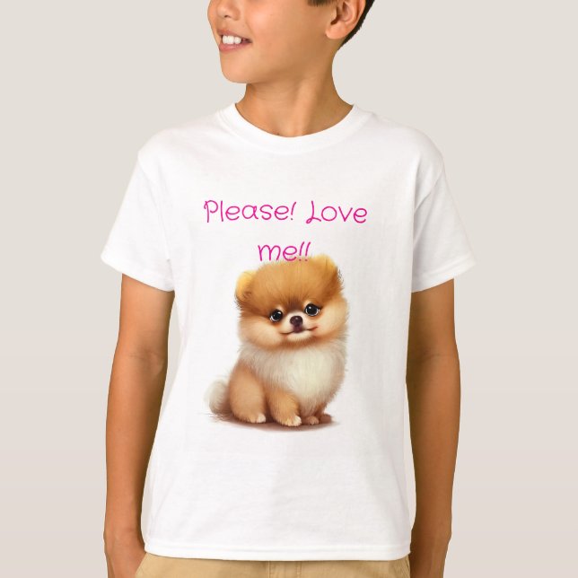 T-shirt Chiot poméranien adorable Fluffy (Devant)