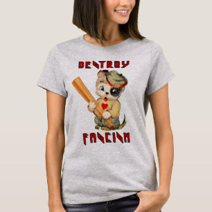 T-shirt Chiot rétro mignon - Détruire le fascisme