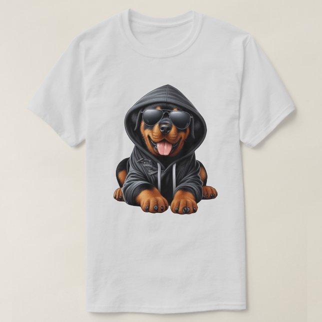 T-shirt Chiot Rottweiler en Sweatshirt à capuchon (Design devant)