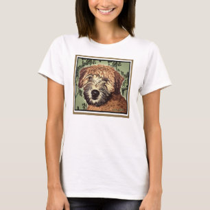 T-shirt Chiot roux à revêtement doux avec visage mouillé