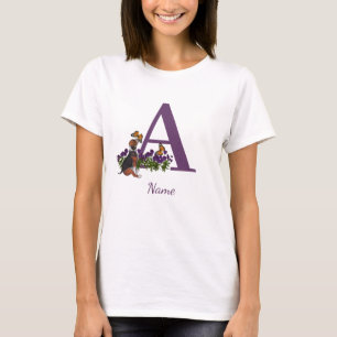 T-shirt Chiots Beagle Papillons Monogramme Initiale A Nom 