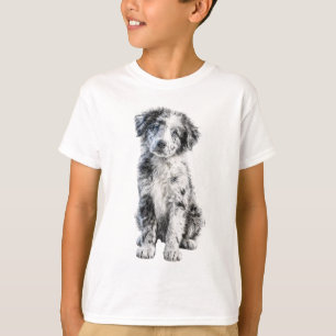 T-shirt Chiots Border Collie Blue Merle pour Enfants