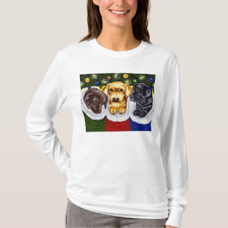 T-shirt Chiots de Labrador de surprise de Noël