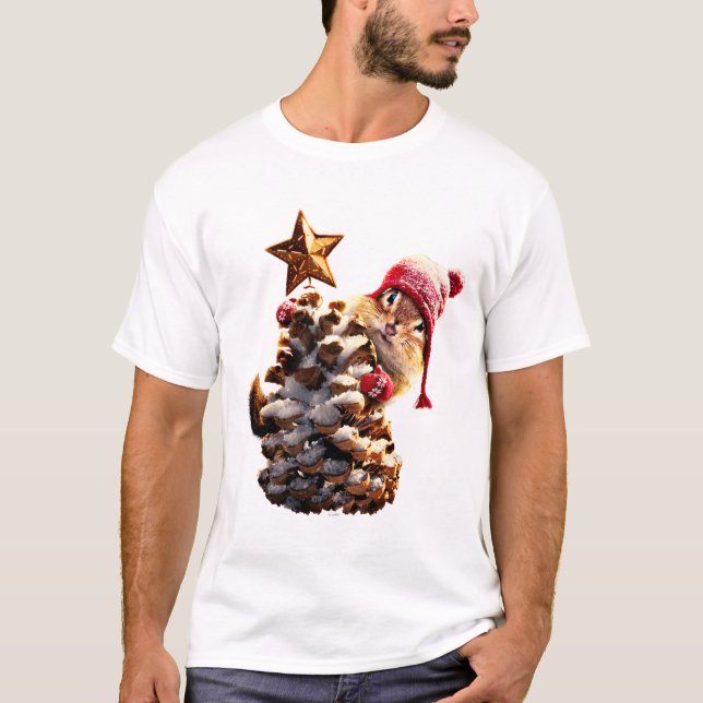 T-shirt Chipmunk Avec Pine Cone Tree (Devant)