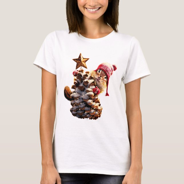 T-shirt Chipmunk Avec Pine Cone Tree (Devant)