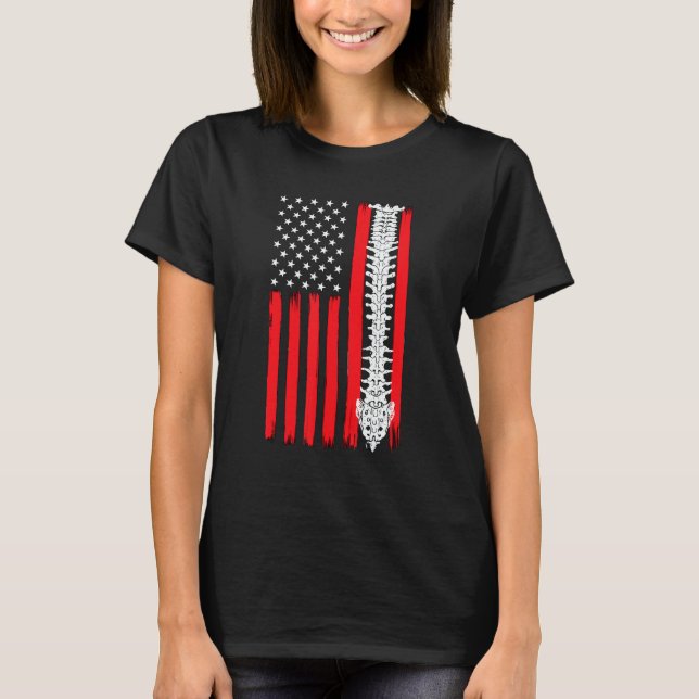 T-shirt Chiropractic Bone Back Spine American Flag Chiropr (Devant)