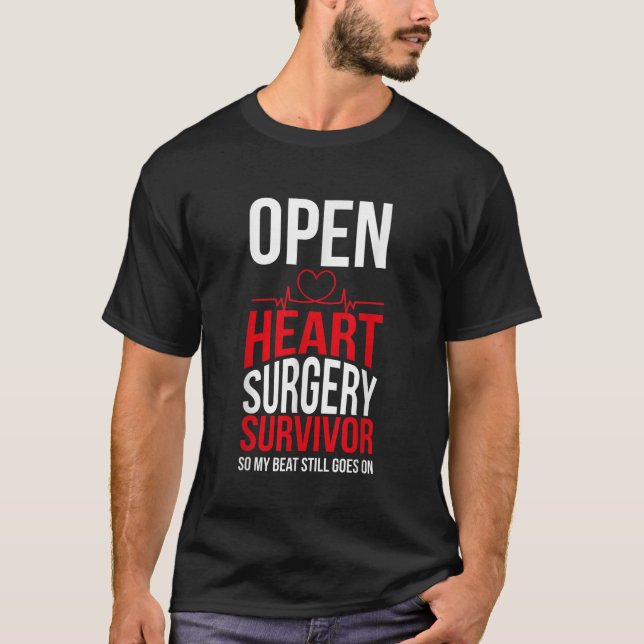T-shirt Chirurgie cardiaque ouverte Survivant Mon Beat Con (Devant)