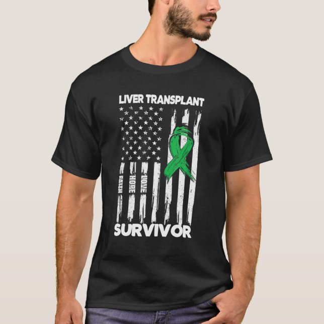 T-shirt Chirurgie de transplantation de foie US Drapeau Tr (Devant)