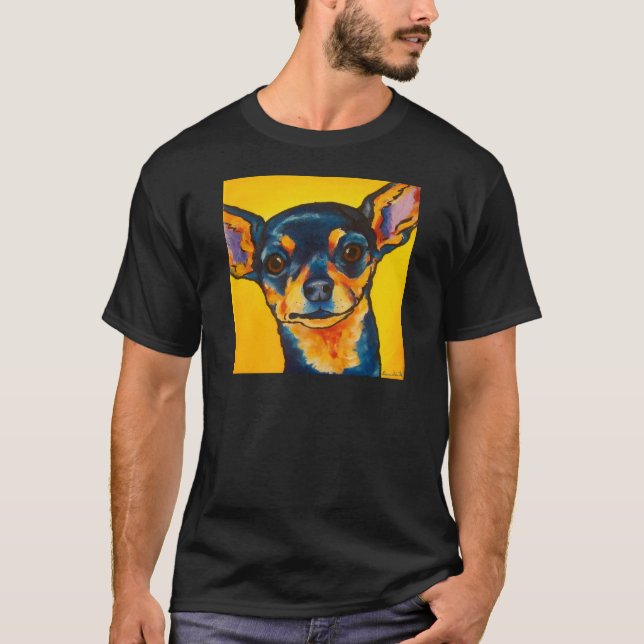 T-shirt Chiwawa noir et bronzage (Devant)