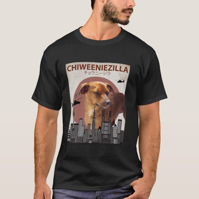 T-shirt Chiweeniezilla Funny Chiweenie T Chemises Amoureux (Devant)