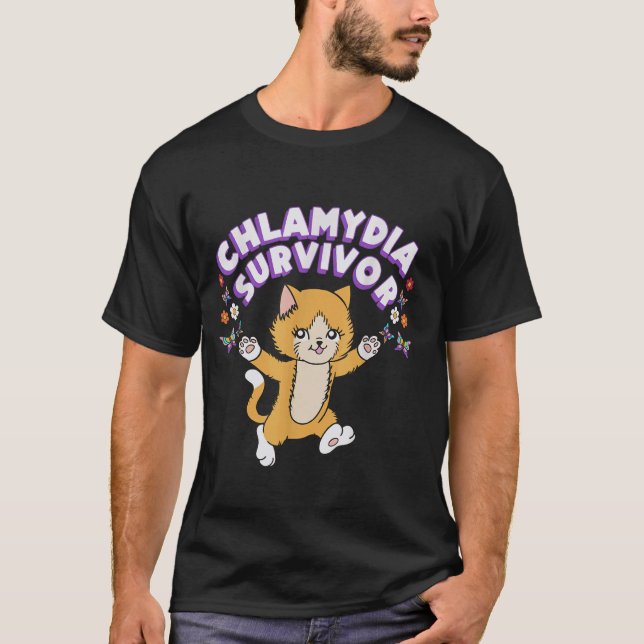 T-shirt Chlamydia Survivante drôle Chat Sarcastique Y2K In (Devant)