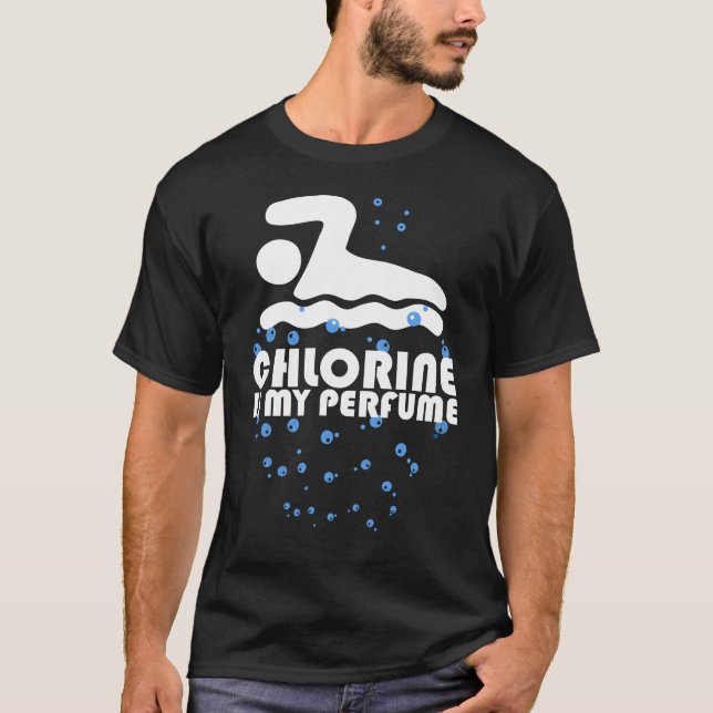 T-shirt Chlorine est mon parfum avec bulles cadeau nageur (Devant)