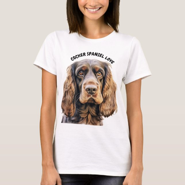 T-SHIRT CHOCOLAT BROWN COCKER SPANIEL DOG FACE (Devant)