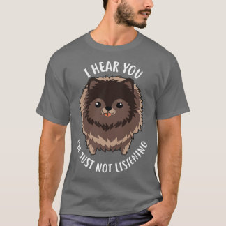T-shirt Chocolat Chien Poméranien Je N'Écoute Pas