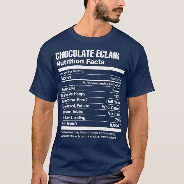 T-shirt Chocolat Éclair Nutrition Faits amusants (Devant)