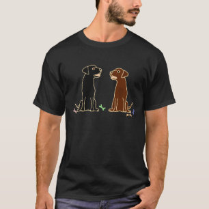T-shirt Chocolat et art noir de chiens d'arrêt de Labrado
