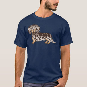 T-shirt Chocolat Et Tan Dapper Longs Cheveux Dachshund Chi