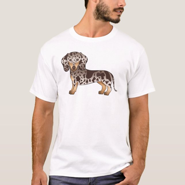 T-shirt Chocolat Et Tan Dapper Manteau Doux Dachshund Chie (Devant)