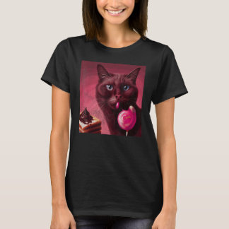 T-shirt Chocolat Flamant Rose Chat