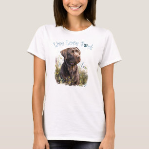 T-shirt Chocolat Lab Chien Maman Florale