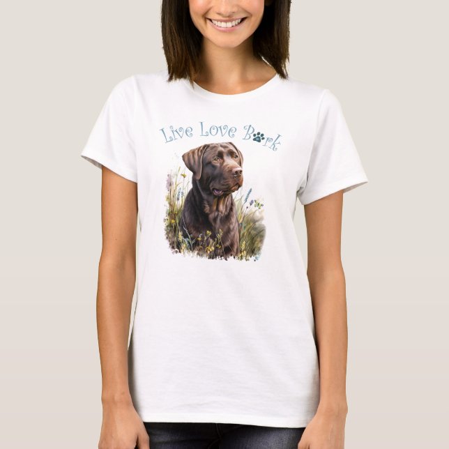 T-shirt Chocolat Lab Chien Maman Florale (Devant)