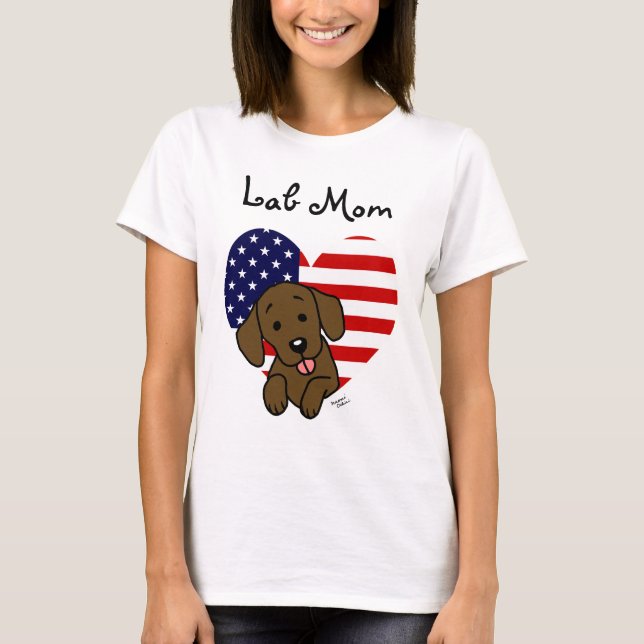 T-shirt Chocolat Lab Maman & American Flag (Devant)