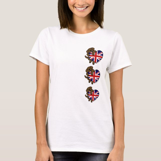 T-shirt Chocolat Labrador British Heart (Devant)