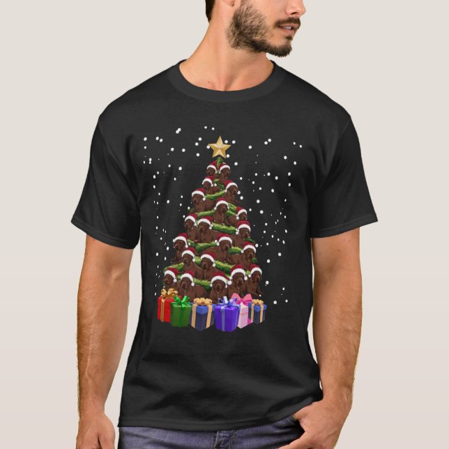 T-shirt Chocolat Labrador Christmas Tree Funny Xmas Match (Devant)