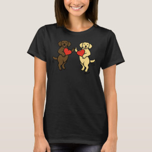 T-shirt Chocolat Labrador Et Jaune Valentine Du Labrador