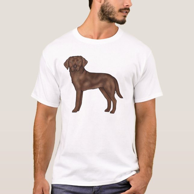 T-shirt Chocolat Labrador Retriever Cartoon Lab Chien Art (Devant)