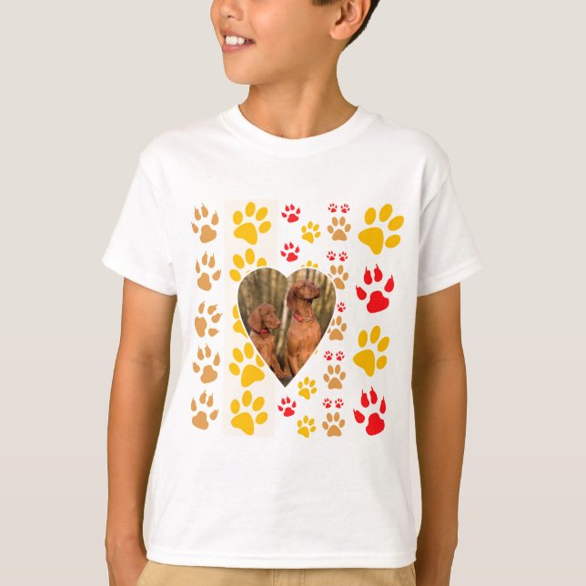 T-shirt Chocolat Labrador Retriever Coeurs de chien Emprei (Devant)