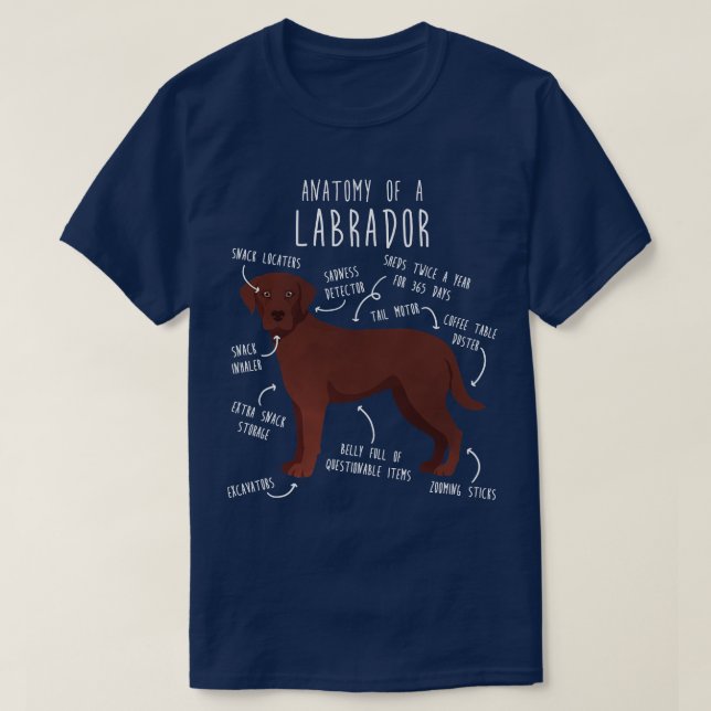 T-shirt Chocolat Labrador Retriever Dog Anatomie 1 (Design devant)