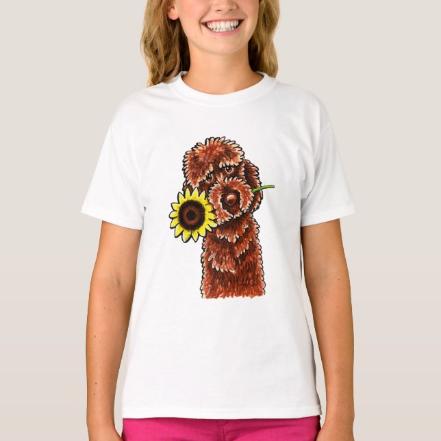 T-shirt Chocolat solaire Labradoodle Off-Leash Art™ (Devant)