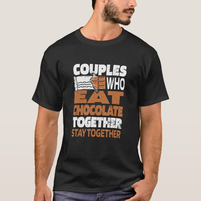 T-shirt Chocolate Couple Chocoholic Choco Cocoa Candy Bar  (Devant)