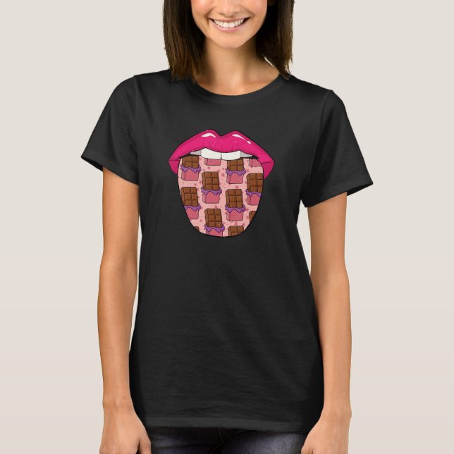 T-shirt Chocolate Tongue Chocoholic Choco Candy Bar Cocoa  (Devant)
