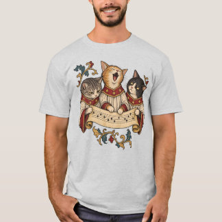 T-shirt Chœur de chats médiévaux drôles dans un manuscrit
