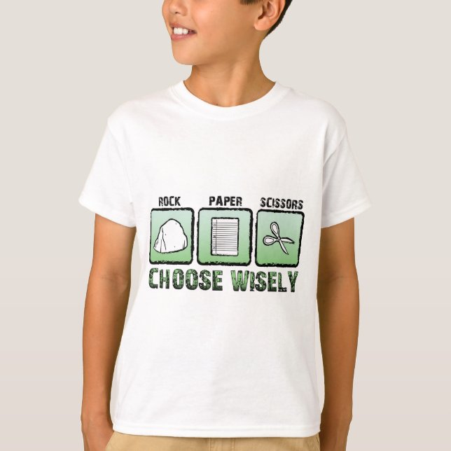 T-shirt "Choisir avec sagesse" Ciseaux Papier-Roche (Devant)