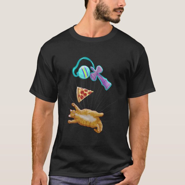 T-shirt Chonky cat with pizza and kendama (Devant)
