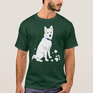 T-shirt Chou Sibérie Husky blanc doux chien des neiges
